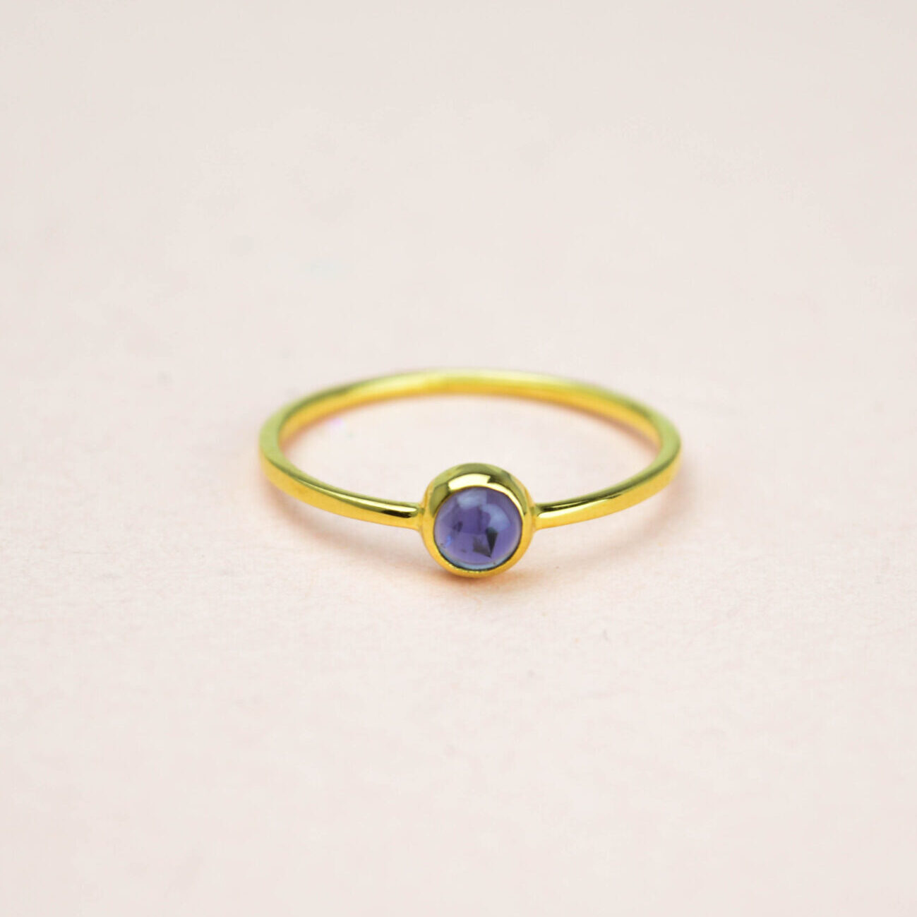 Natural Iolite Ring Dainty Minimalist Tiny Thin 925 Sterling Silver Delicate 
